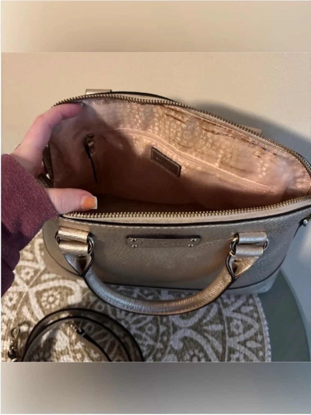 Kate Spade Metallic Golden Dome Handbag with Removable Strap